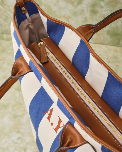 Hand Bag -Cobalt stripe-