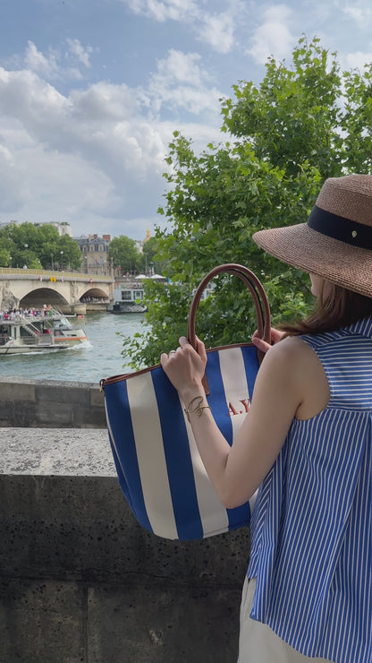 Hand Bag -Cobalt stripe-